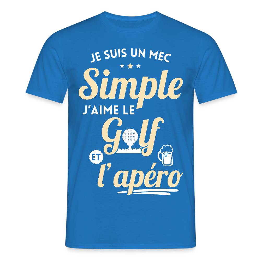 T-shirt Homme - J'aime le golf et l'apéro - bleu royal