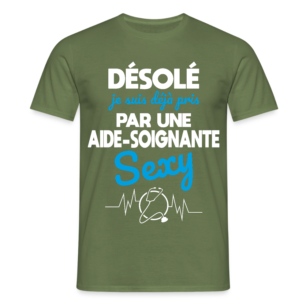 T-shirt Homme - Je suis déjà pris par une aide-soignante sexy - vert militaire