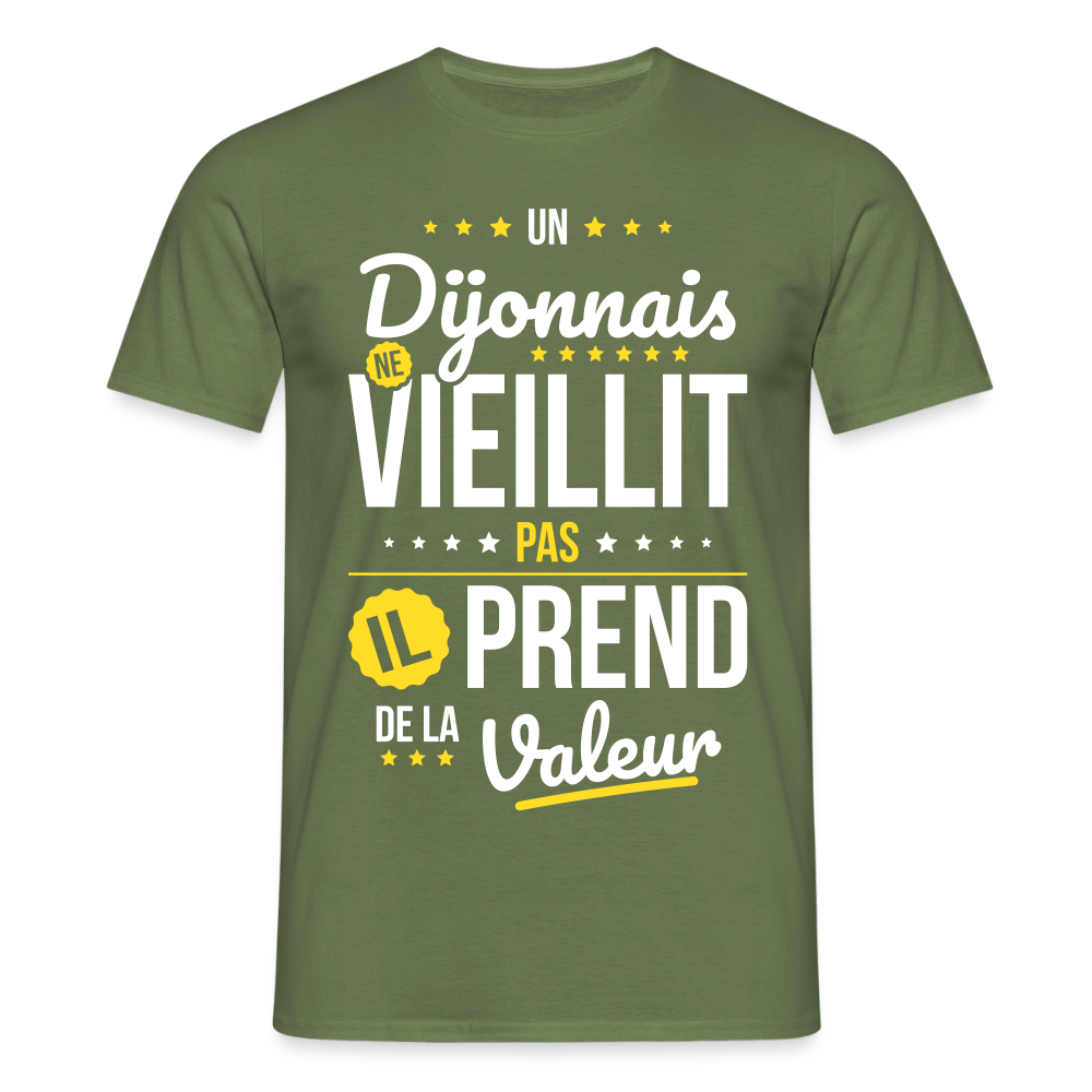 T-shirt Homme - Un Dijonnais ne vieillit pas - vert militaire