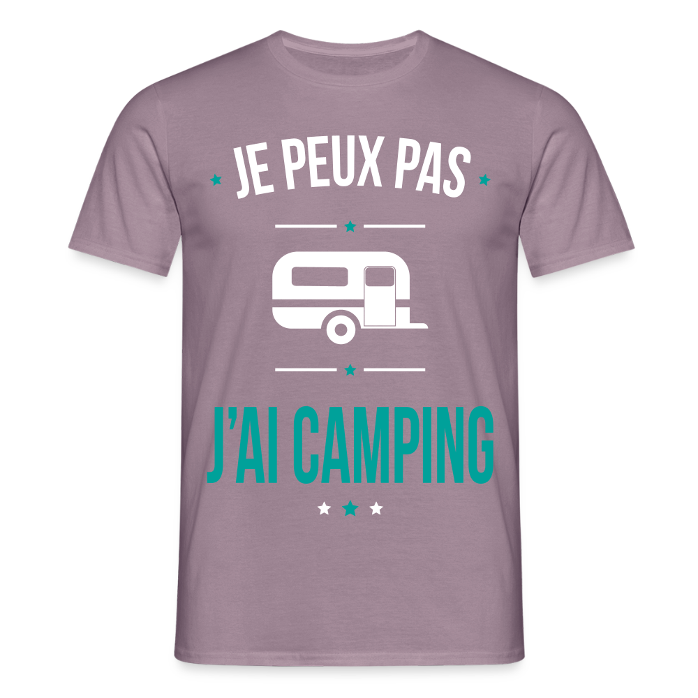 T-shirt Homme - Je peux pas j'ai Camping - mauve gris
