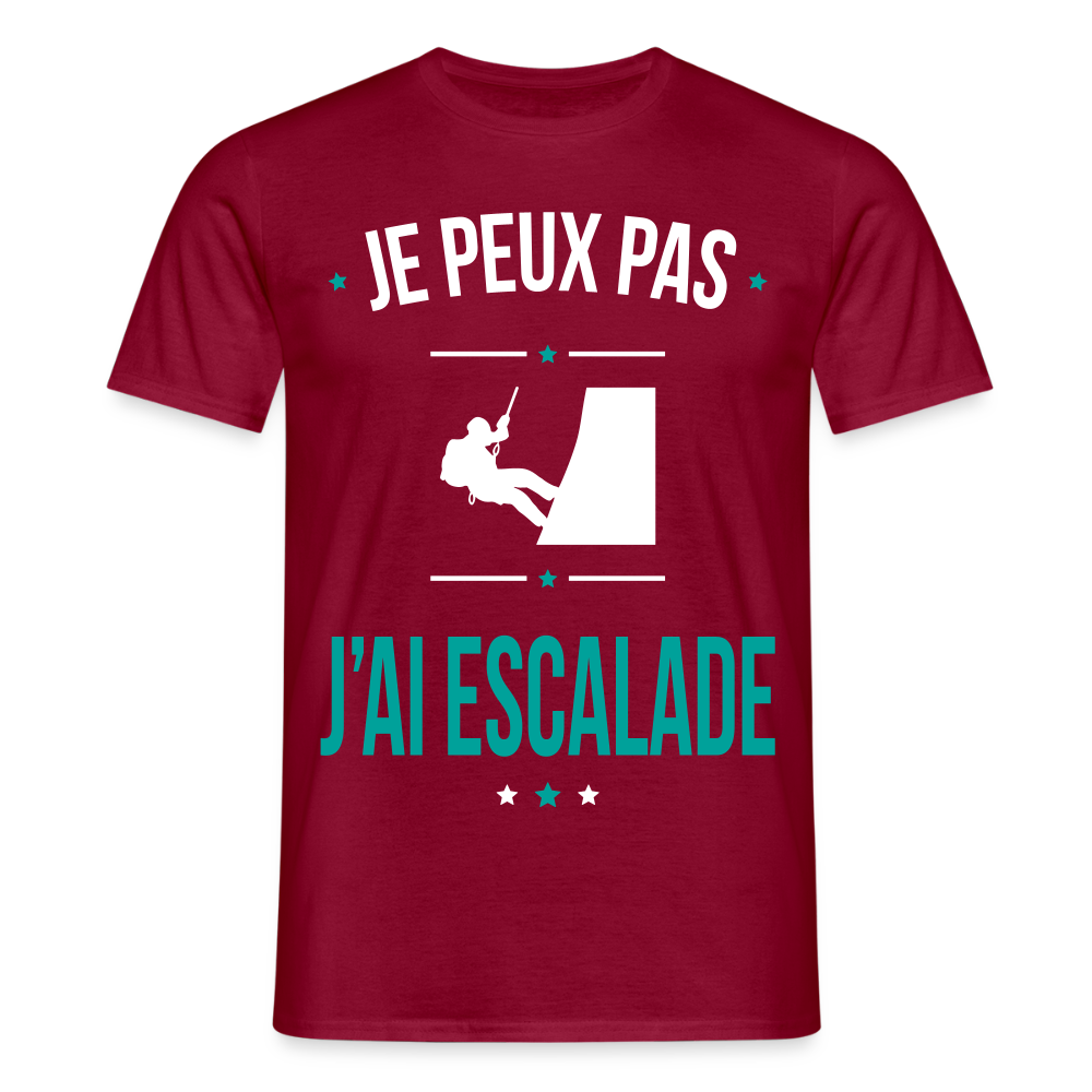 T-shirt Homme - Je peux pas j'ai Escalade - rouge brique