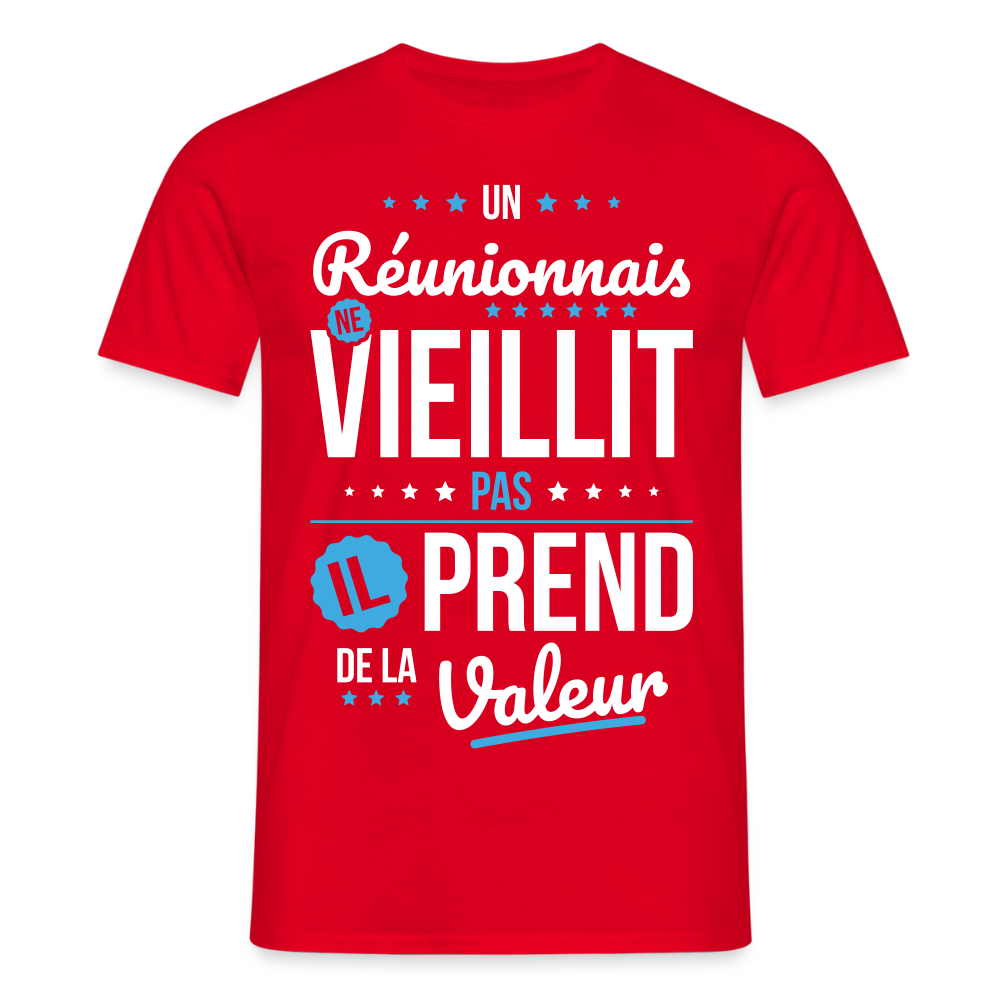 T-shirt Homme - Un Réunionnais ne vieillit pas - rouge