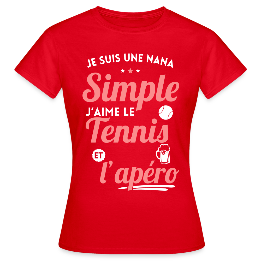 T-shirt Femme - J'aime le tennis et l'apéro - rouge