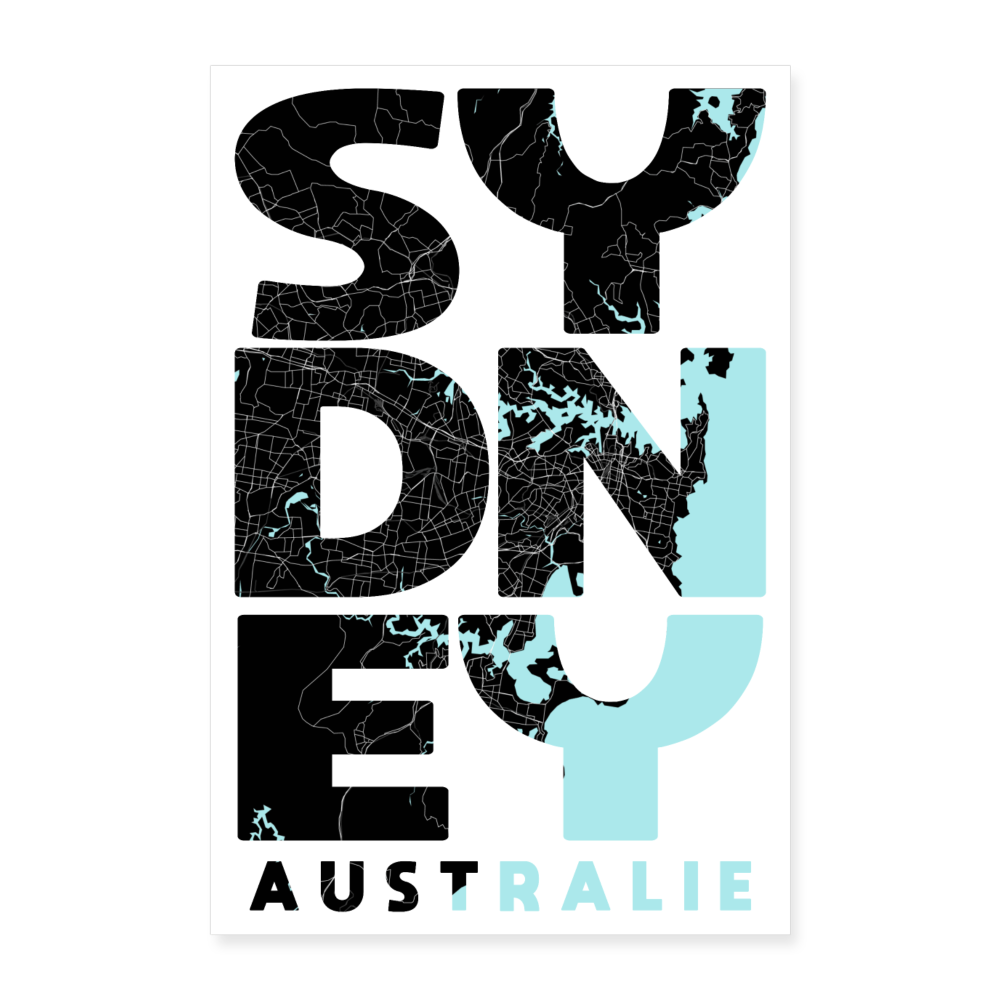 Poster Sydney - Plan Sydney - 40 x 60 cm - blanc