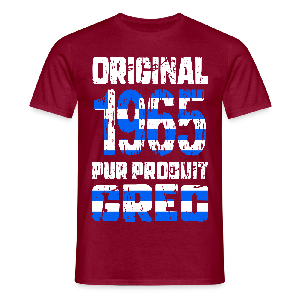 T-shirt Homme - Anniversaire 60 Ans - Original 1965 - Pur produit Grec - rouge brique
