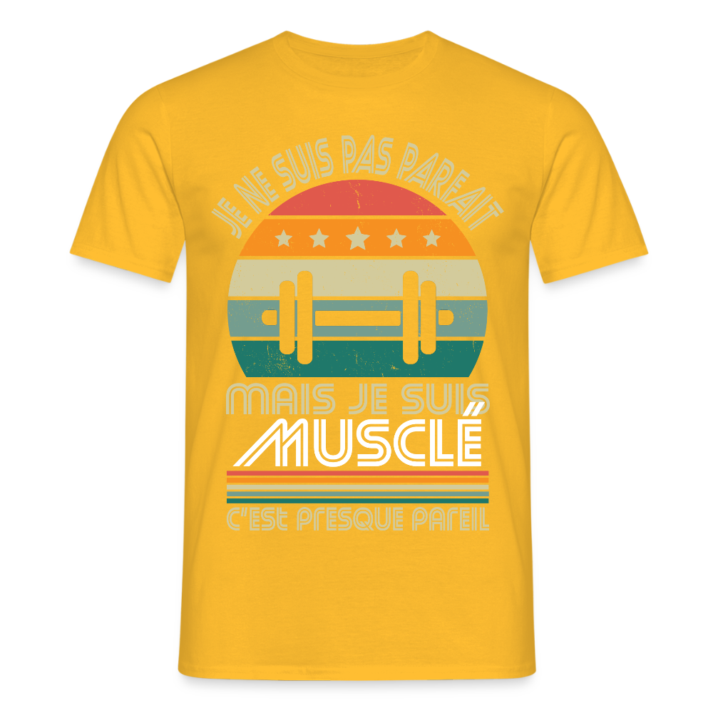 T-shirt Homme - Je ne suis pas parfait mais je suis Musclé - jaune