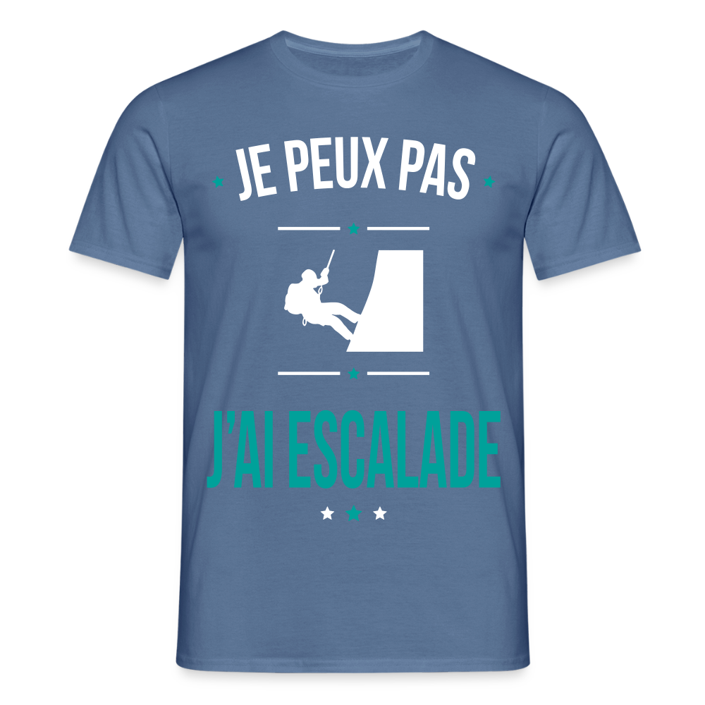 T-shirt Homme - Je peux pas j'ai Escalade - bleu pigeon