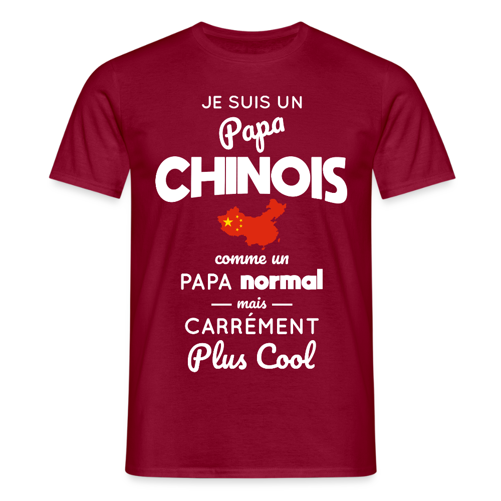 T-shirt Homme - Papa Chinois Plus Cool - rouge brique