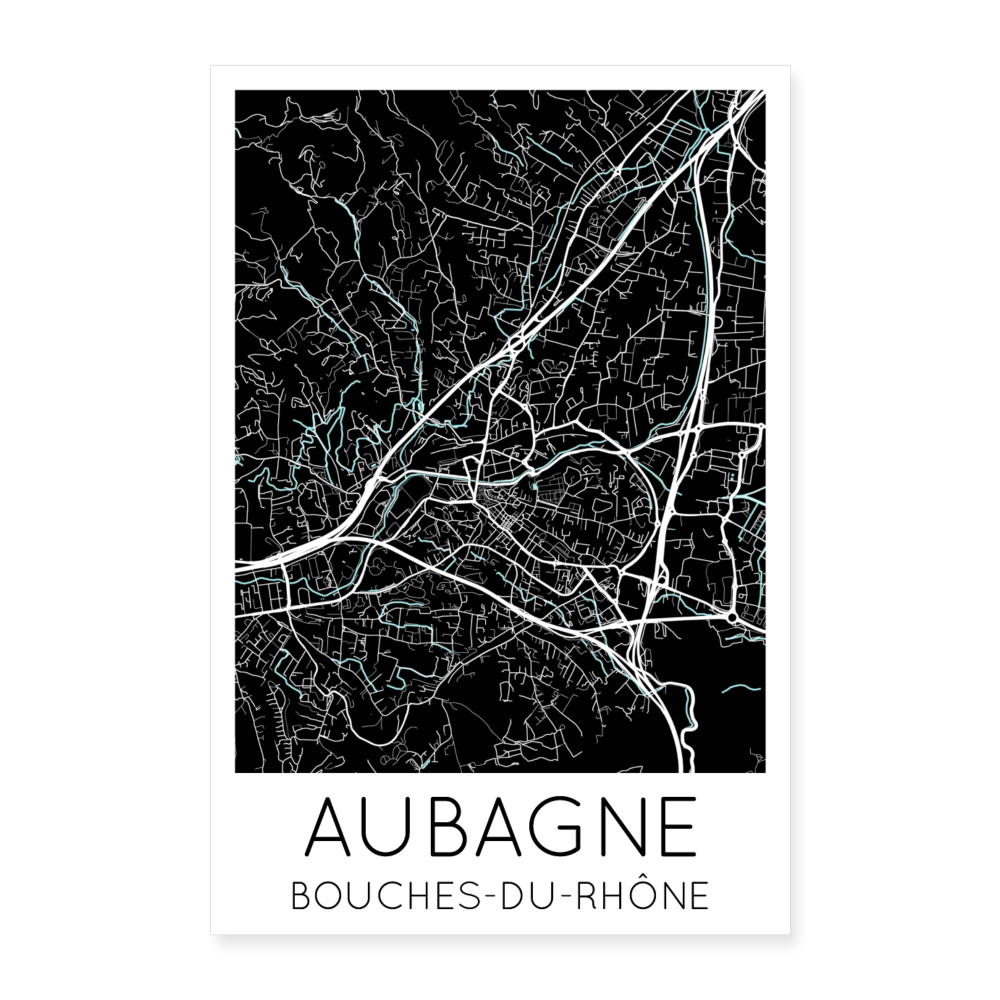 Poster Aubagne - Plan Aubagne - 40 x 60 cm - blanc