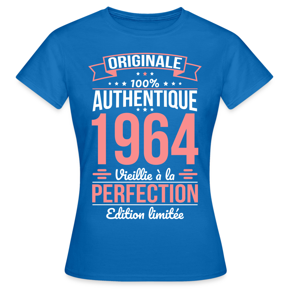 T-shirt Femme - Anniversaire 61 Ans - Originale 1964 - bleu royal