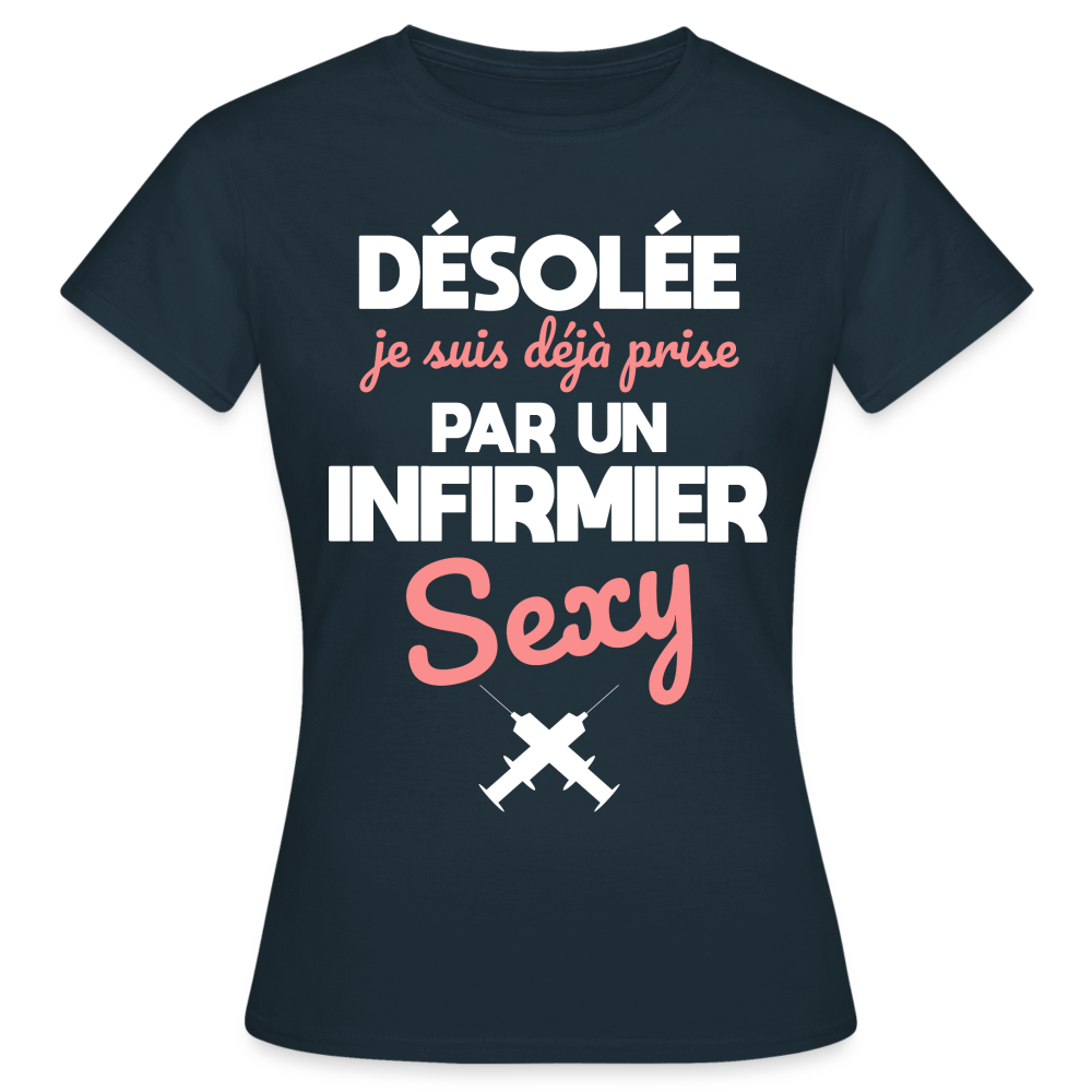 T-shirt Femme - Je suis prise par un infirmier sexy - marine