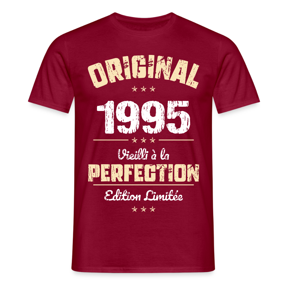 T-shirt Homme - Anniversaire 30 Ans - Original 1995 - rouge brique