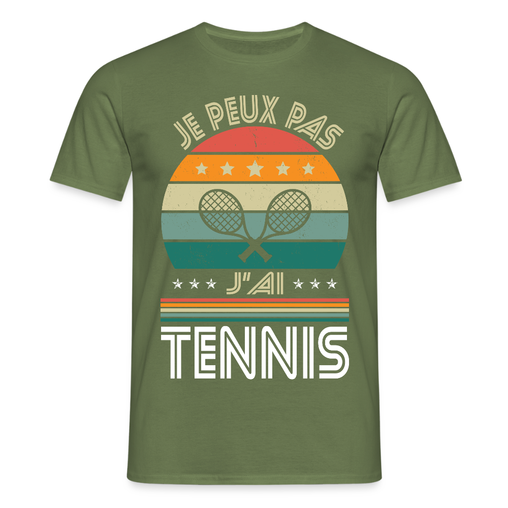 T-shirt Homme - Je peux pas j'ai Tennis - vert militaire