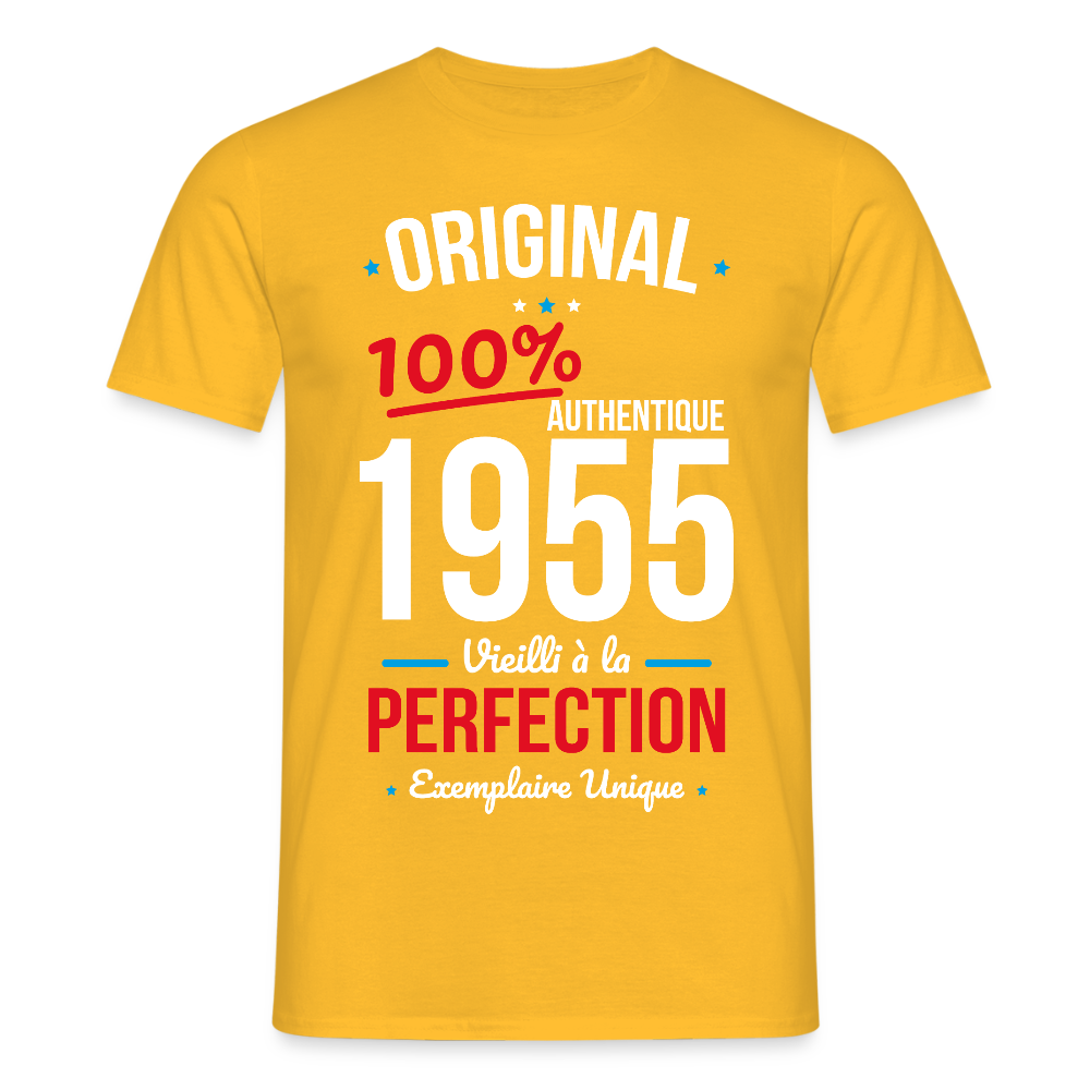 T-shirt Homme - Anniversaire 70 Ans - Original 1955 - jaune