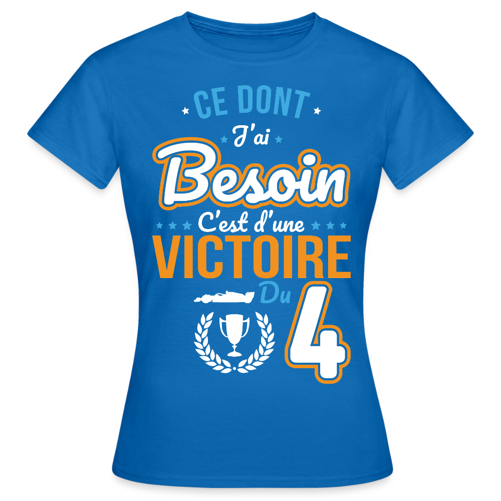 T-shirt Femme - Ce dont j'ai besoin c'est d'une victoire du 4 - bleu royal