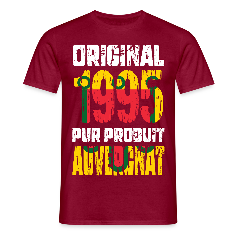 T-shirt Homme - Anniversaire 30 Ans - Original 1995 - Pur produit Auvergnat - rouge brique