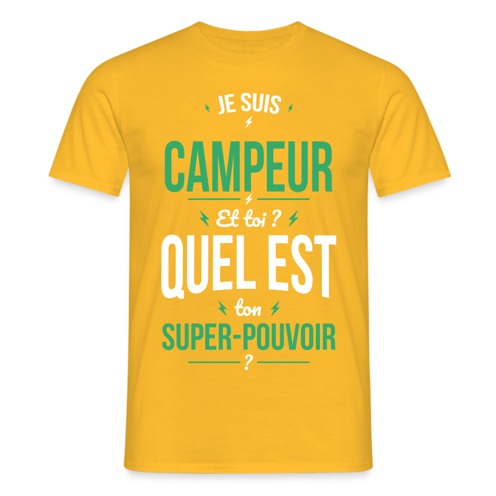 T-shirt Homme - Je suis campeur - Super-pouvoir - jaune