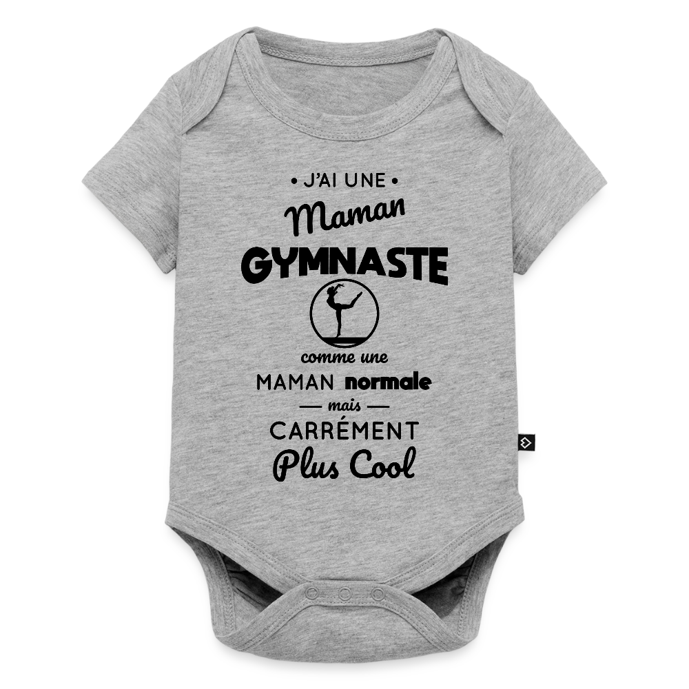Body Bébé bio manches courtes - J'ai une maman gymnaste - gris chiné