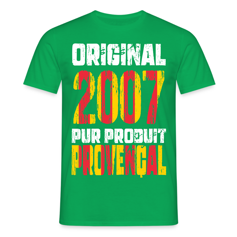 T-shirt Homme - Anniversaire 18 Ans - Original 2007 - Pur produit Provençal - vert