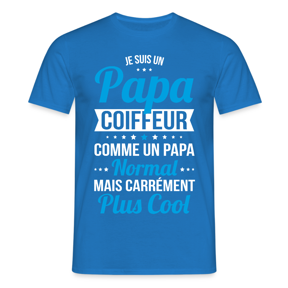 T-shirt Homme - Papa coiffeur plus cool - bleu royal