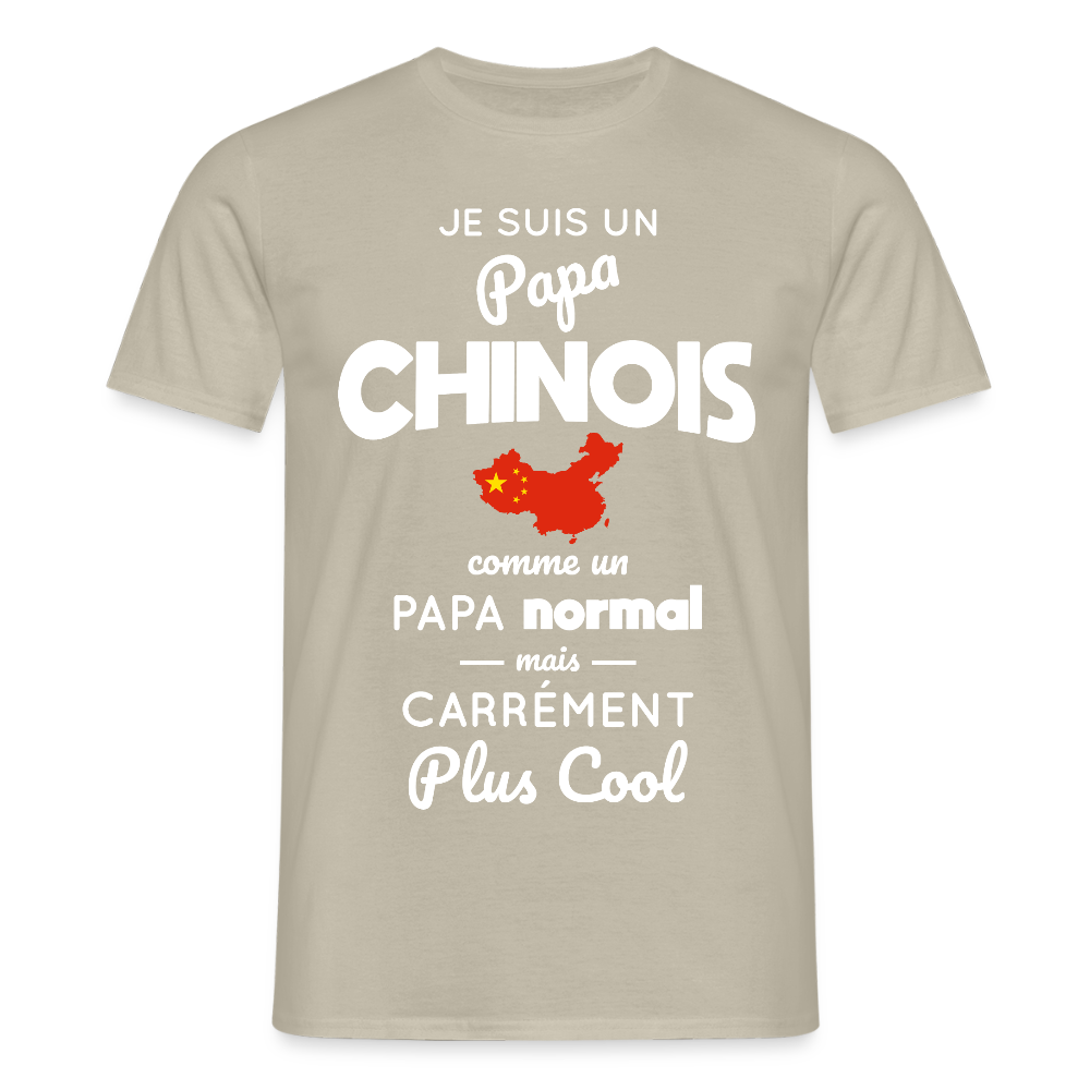 T-shirt Homme - Papa Chinois Plus Cool - beige sable