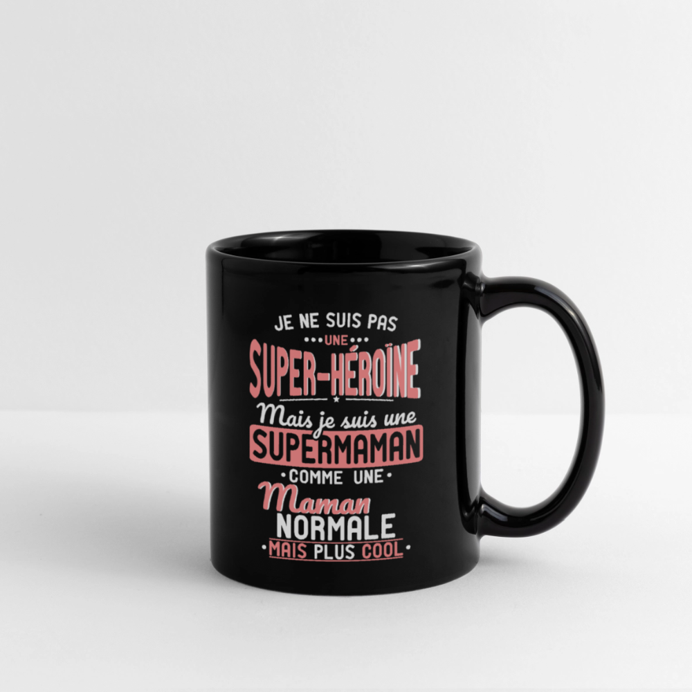 Mug uni - Pas une Super-héroïne mais une super Maman - noir