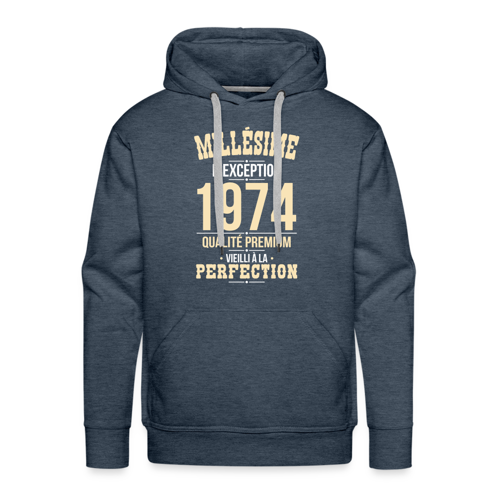 Sweat à capuche Premium Homme - Anniversaire 51 Ans - Millésime 1974 - bleu jeans