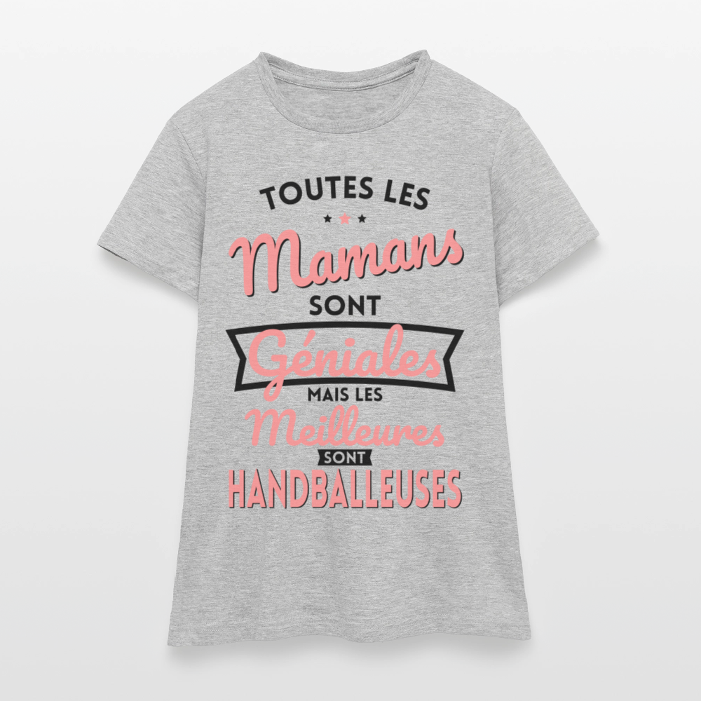 T-shirt Femme - Mamans géniales - Les meilleures sont handballeuses - gris chiné