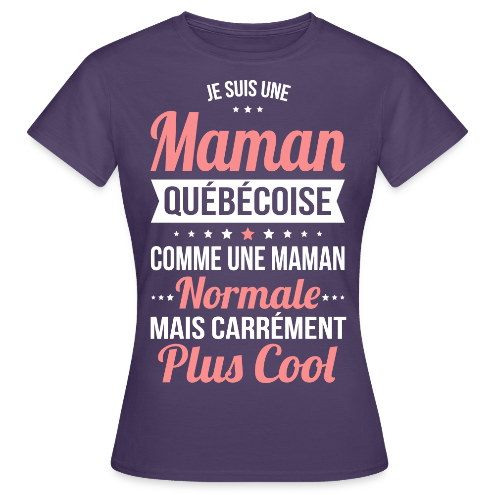 T-shirt Femme - Maman Québécoise plus cool - violet foncé