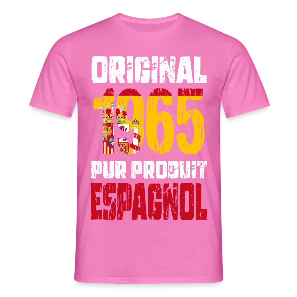 T-shirt Homme - Anniversaire 60 Ans - Original 1965 - Pur produit Espagnol - rose