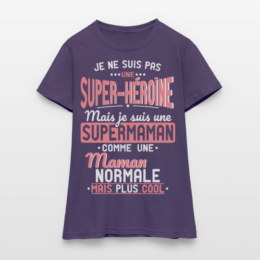 T-shirt Femme - pas une Super-héroïne mais une super Maman - violet foncé