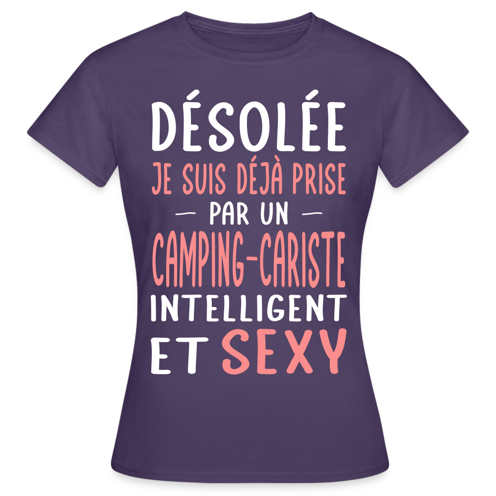 T-shirt Femme - Je suis déjà prise par un camping-cariste intelligent et sexy - violet foncé
