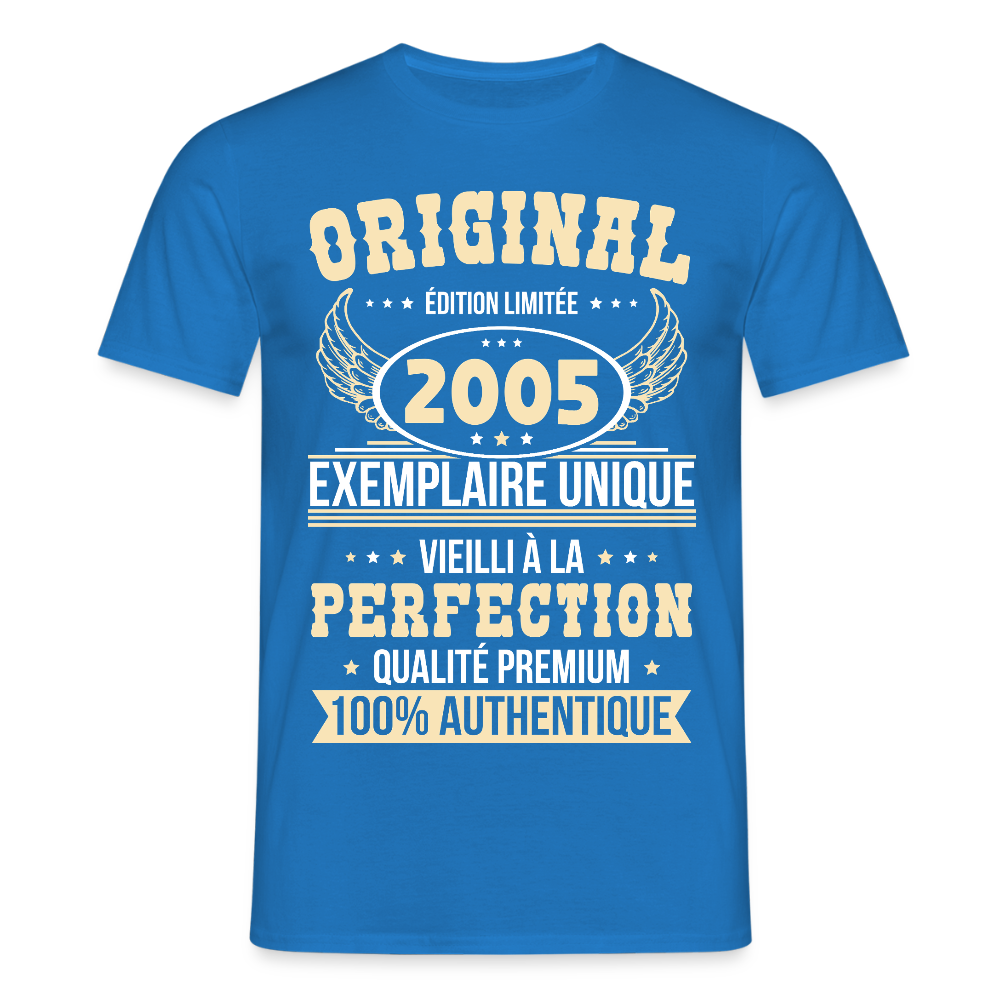 T-shirt Homme - Anniversaire 20 Ans - Original 2005 - bleu royal
