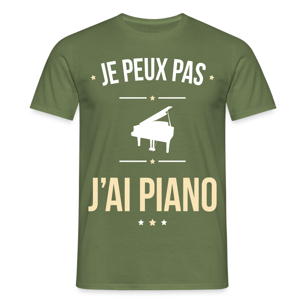 T-shirt Homme - Je peux pas j'ai Piano - vert militaire