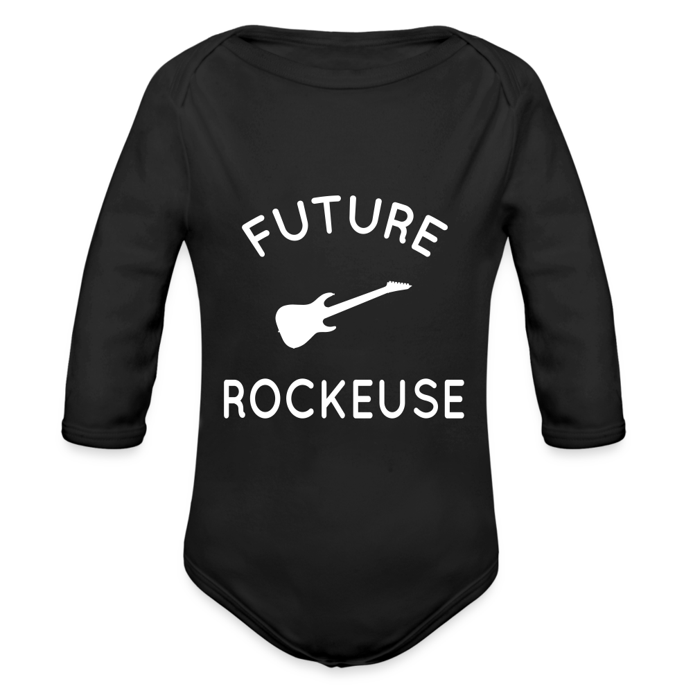 Body Bébé bio manches longues - Future rockeuse - noir