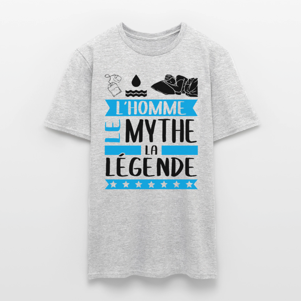 T-shirt homme coloris clair Théodore en rébus – L’homme, le mythe, la légende - gris chiné