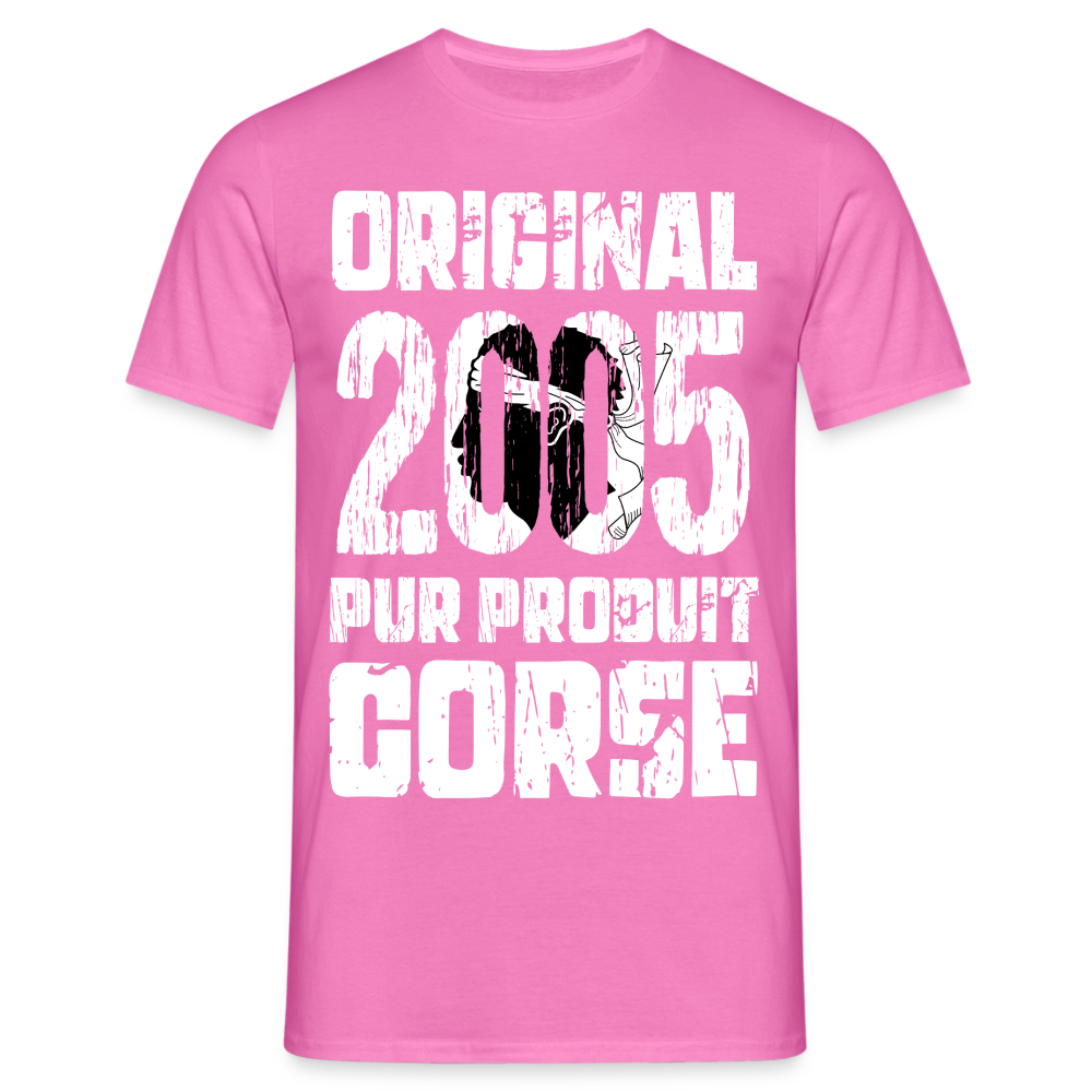 T-shirt Homme - Anniversaire 20 Ans - Original 2005 - Pur produit Corse - rose