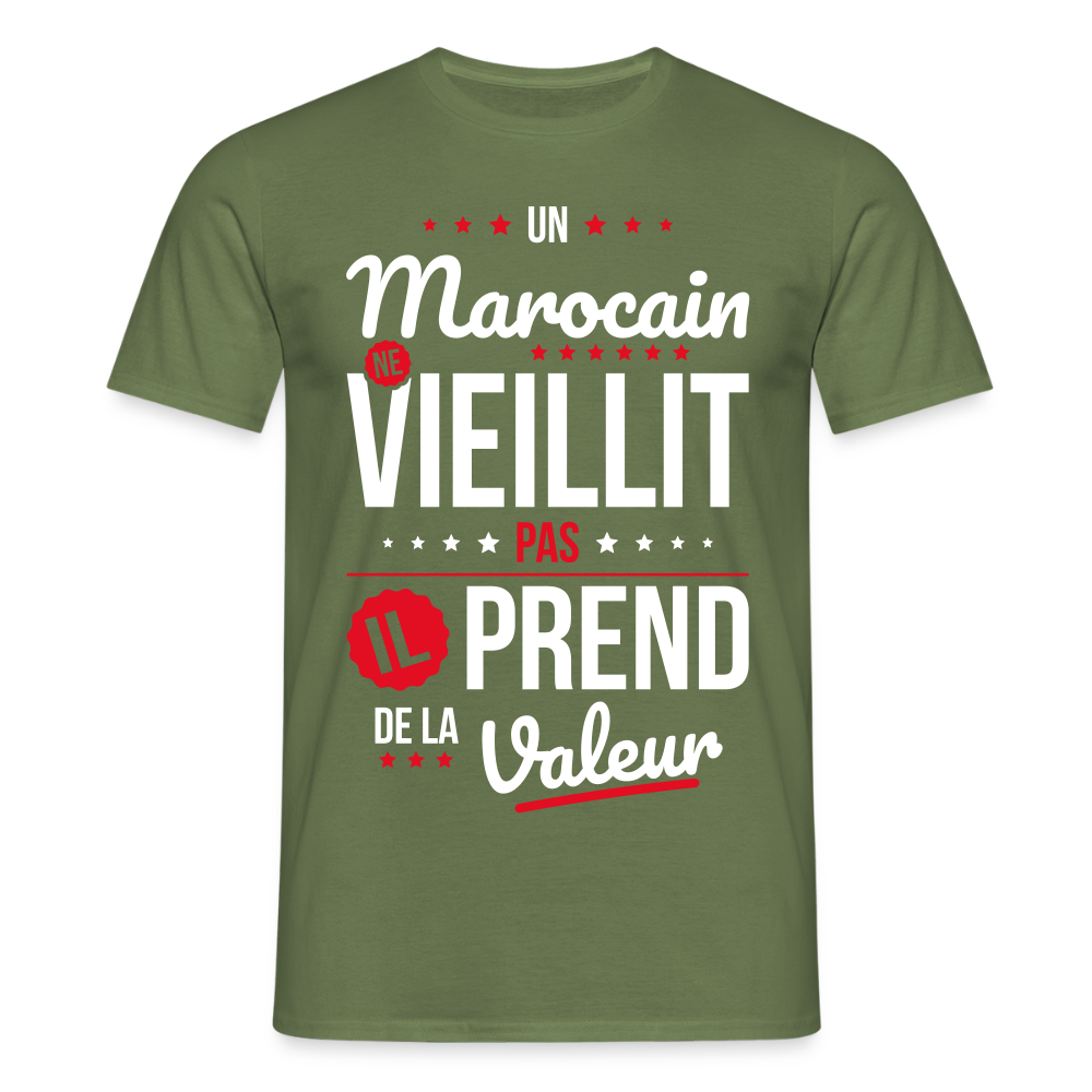 T-shirt Homme - Un Marocain ne vieillit pas - vert militaire