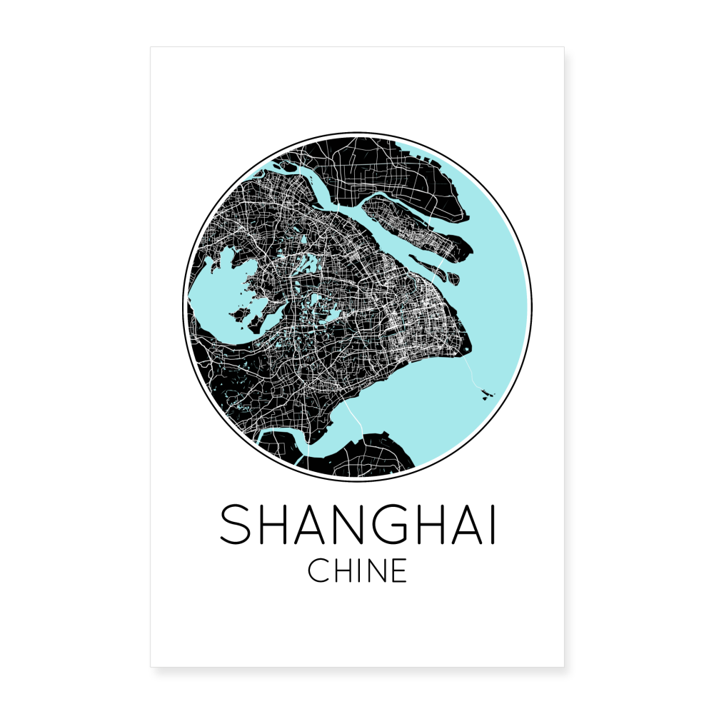 Poster Shanghai - Plan Shanghai - 60 x 90 cm - blanc