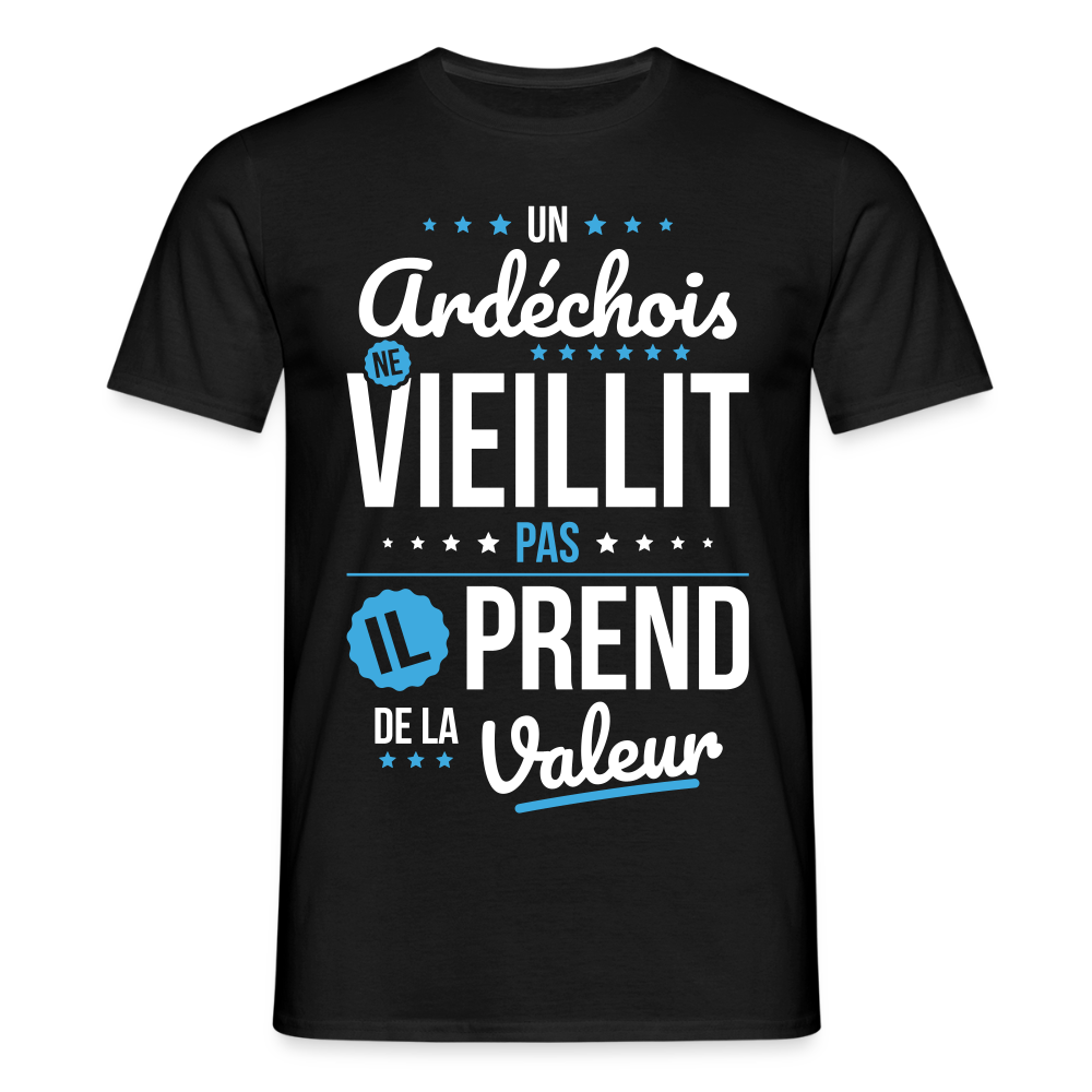 T-shirt Homme - Un Ardéchois ne vieillit pas - noir