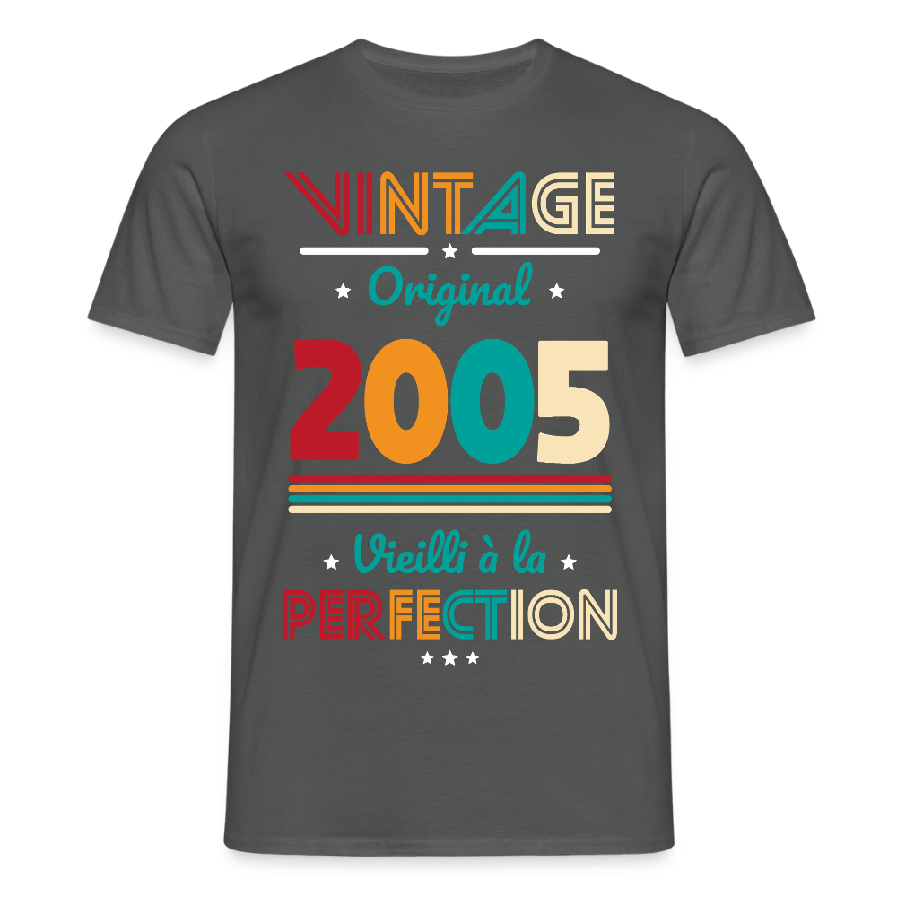 T-shirt Homme - Anniversaire 20 Ans - Vintage Original 2005 - charbon