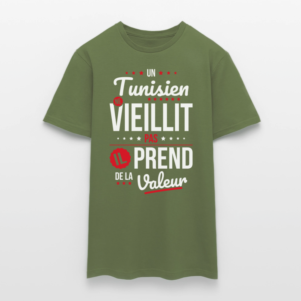 T-shirt Homme - Un Tunisien ne vieillit pas - vert militaire
