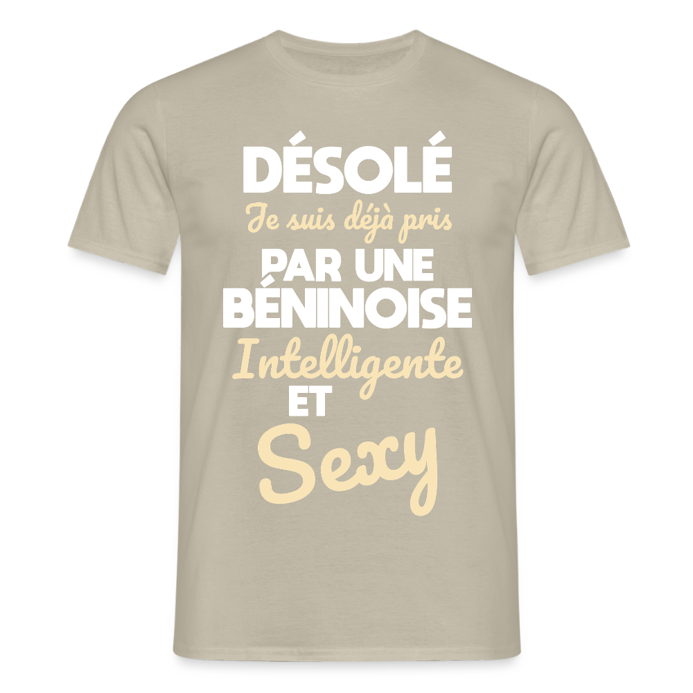T-shirt Homme - Je suis déjà pris par une Béninoise intelligente et sexy - beige sable