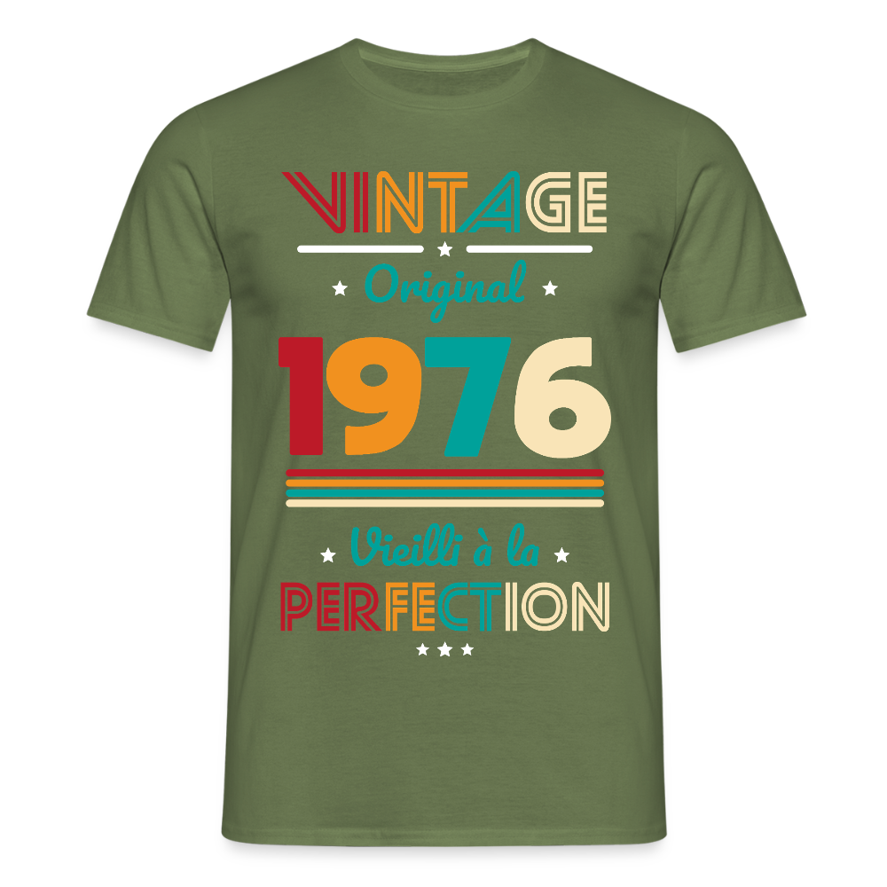 T-shirt anniversaire homme 50 ans – Vintage, original, 1976 - vert militaire