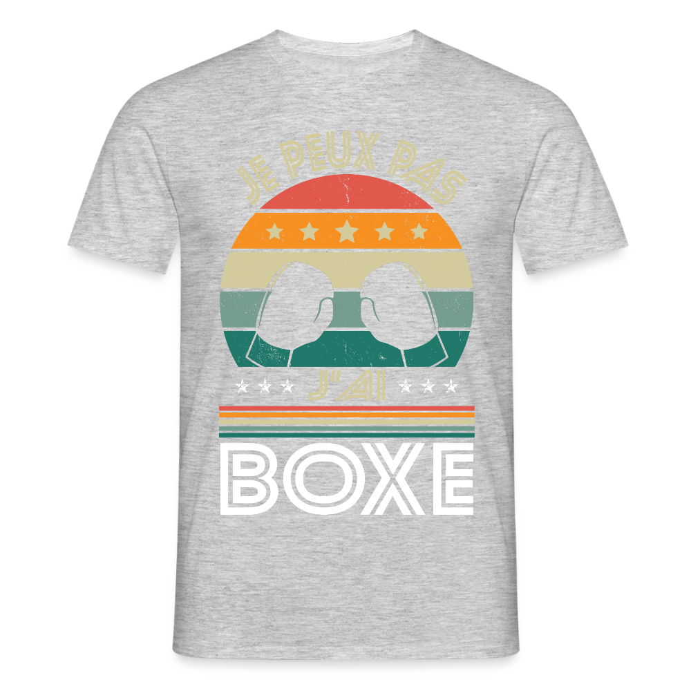 T-shirt Homme - Je peux pas j'ai Boxe - gris chiné
