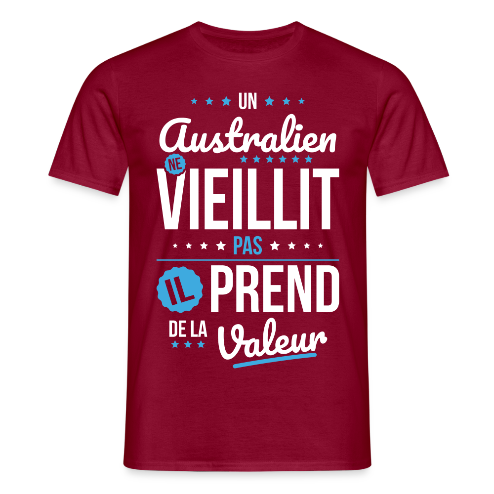 T-shirt Homme - Un Australien ne vieillit pas - rouge brique