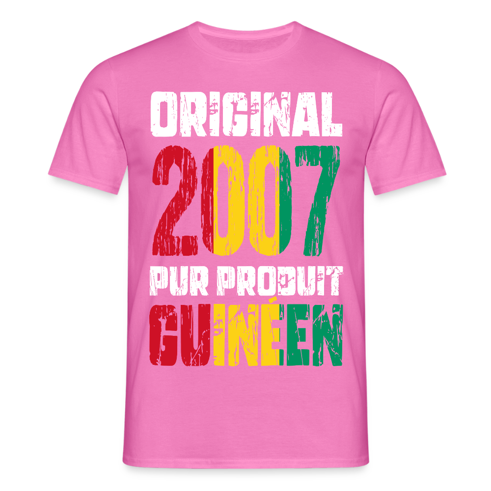 T-shirt Homme - Anniversaire 18 Ans - Original 2007 - Pur produit Guinéen - rose