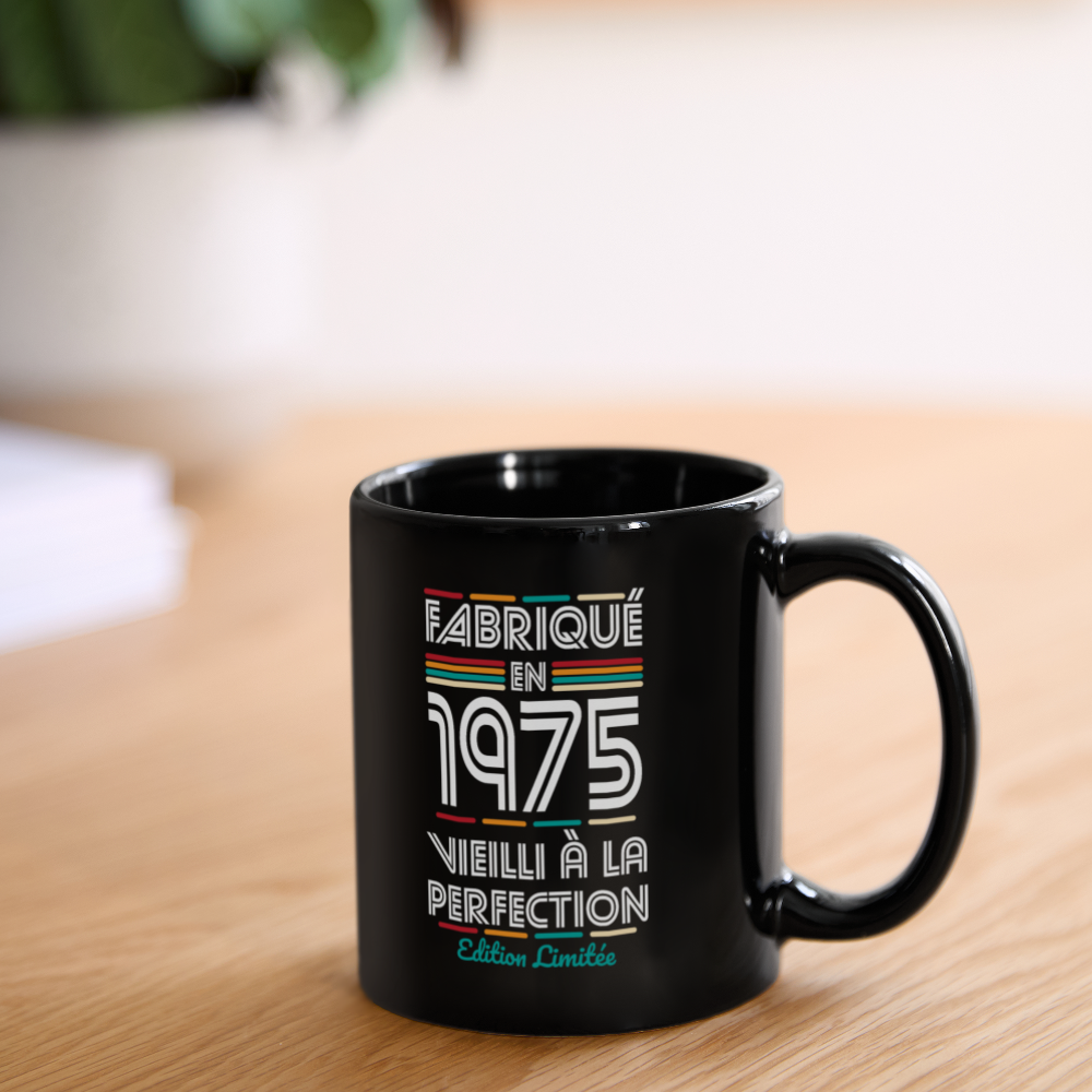 Mug uni - Anniversaire 50 Ans - Fabriqué en 1975 - noir