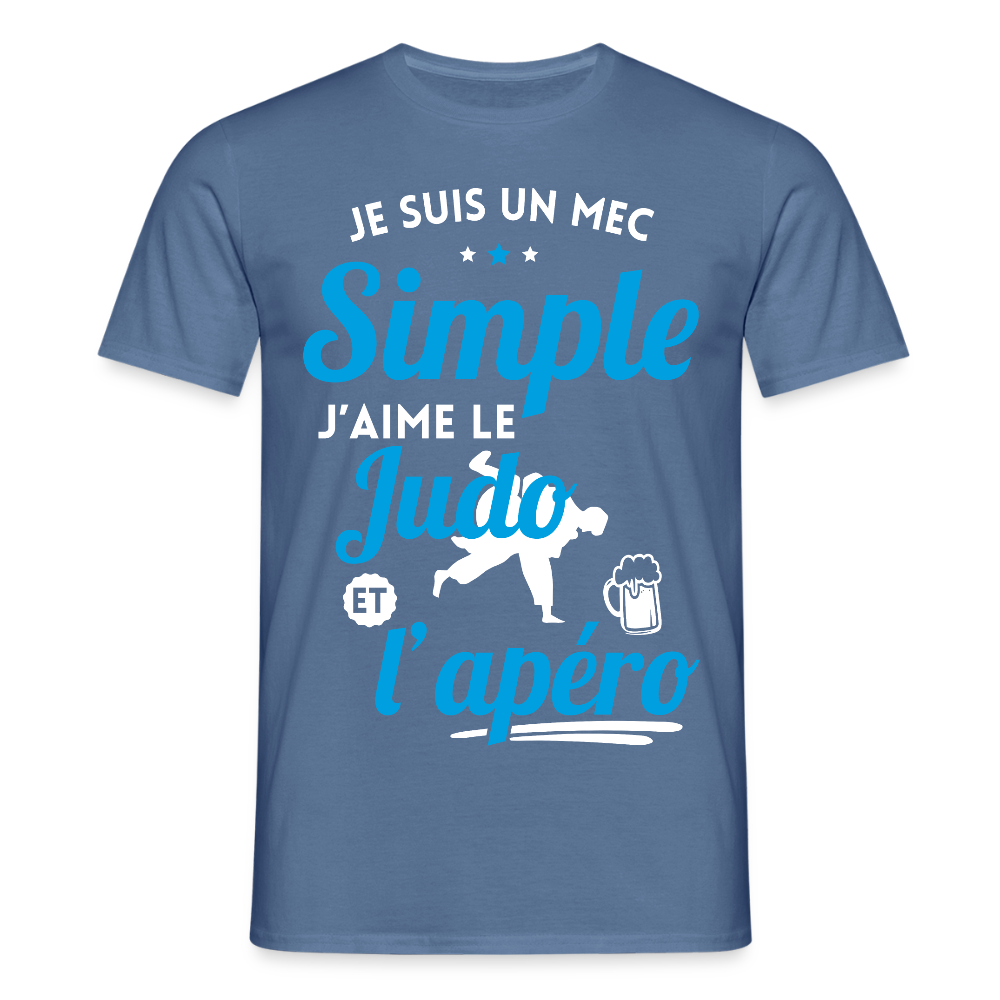 T-shirt Homme - J'aime le judo et l'apéro - bleu pigeon