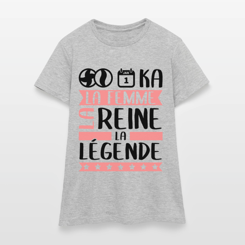 T-shirt femme coloris clair Bianca rébus – La femme, la reine, la légende - gris chiné